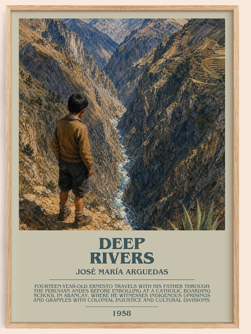 Deep Rivers Bookish Wall Art by José María Arguedas – framed poster