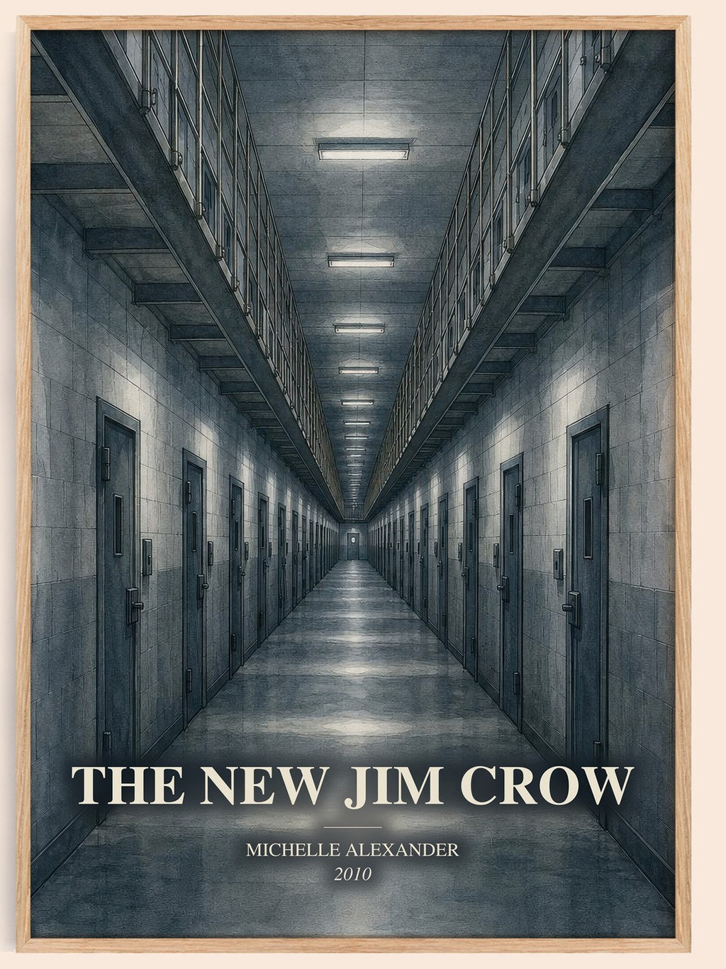The New Jim Crow watercolour book poster by Michelle Alexander – framed literary art print