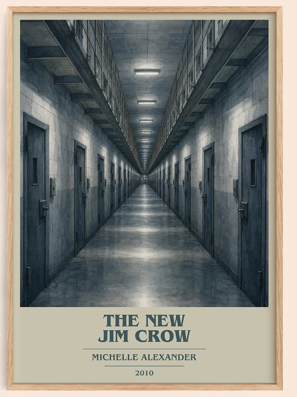 The New Jim Crow book cover book poster by Michelle Alexander – framed literary art print