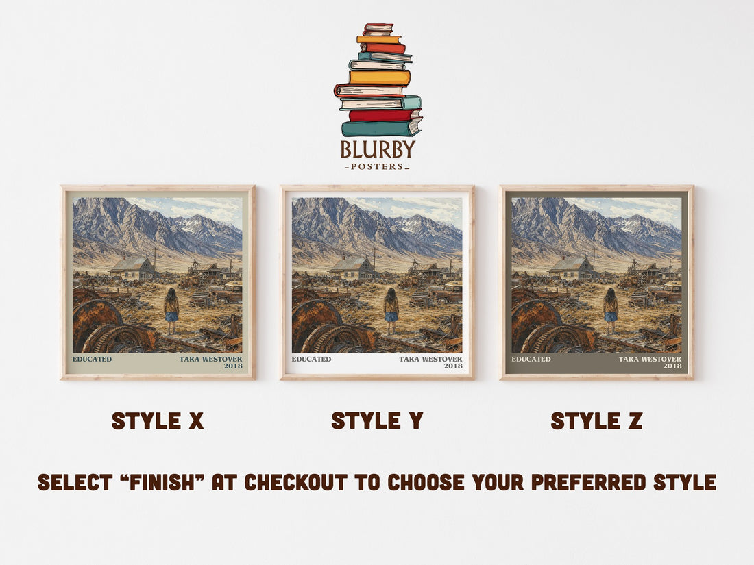 Educated literary print in frame leaning in hallway – memoir wall art (mockup)