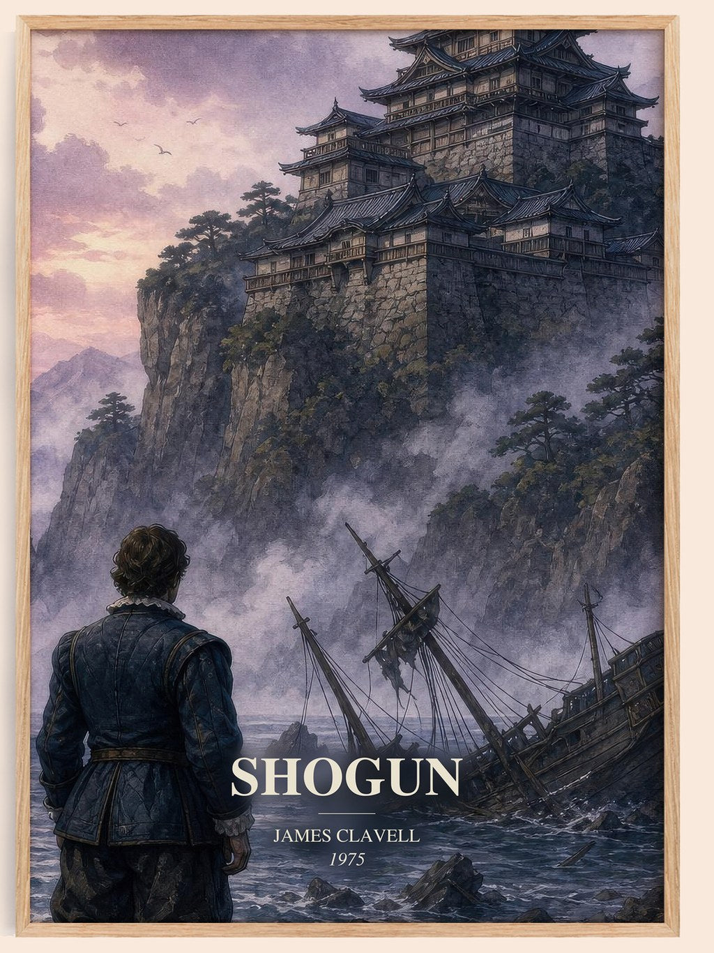 Shogun watercolour book poster by James Clavell – framed literary art print
