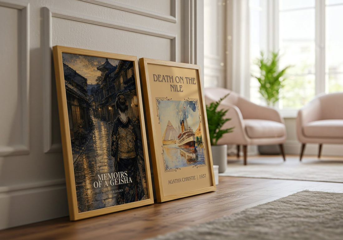 Memoirs of a Geisha watercolour print framed by window – literary home decor