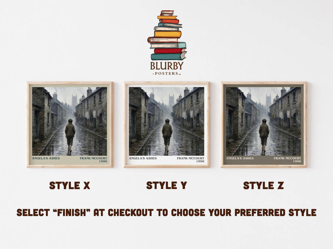 Angela's Ashes literary print in frame leaning in hallway – memoir wall art (mockup)
