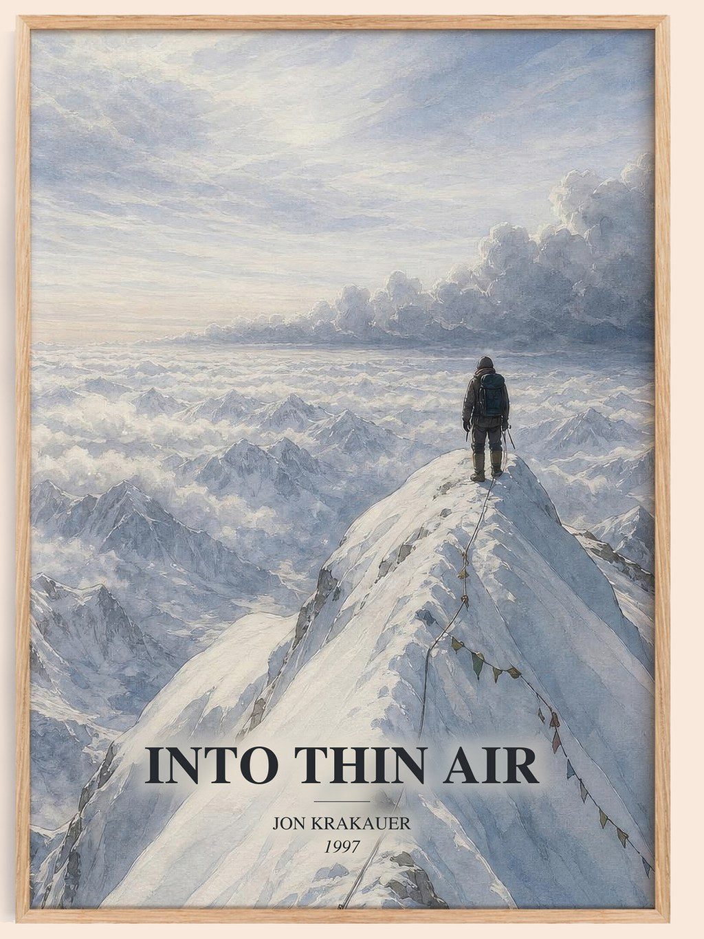 Into Thin Air watercolour book poster by Jon Krakauer – framed literary art print