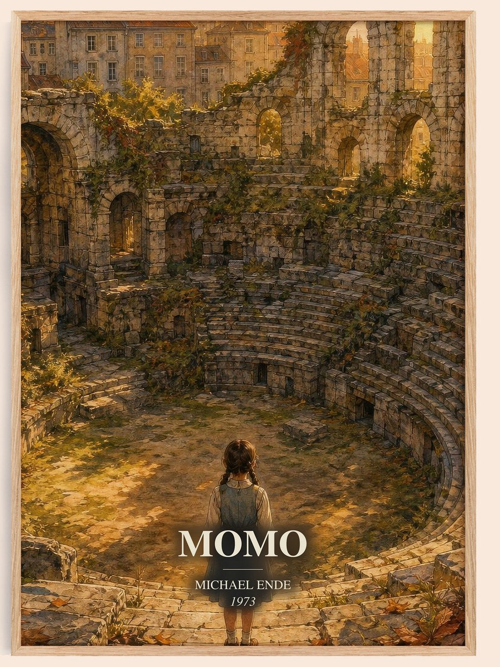 Momo watercolour book poster by Michael Ende – framed literary art print