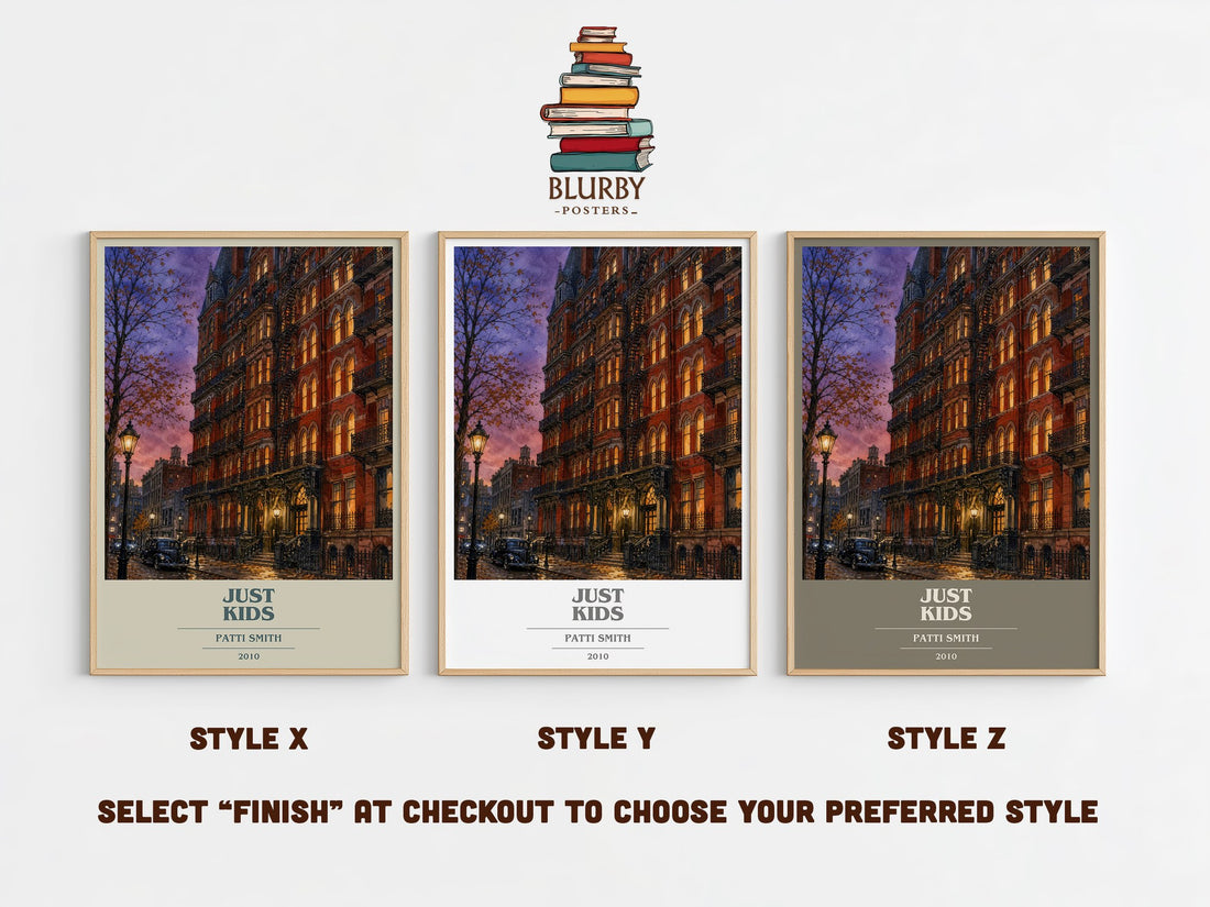 Just Kids book cover print in frame leaning in hallway – memoir wall art (mockup)