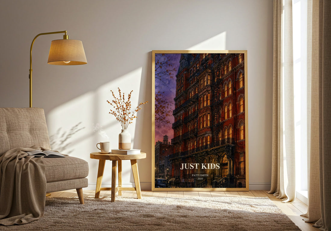Just Kids watercolour print in frame leaning in hallway – memoir wall art