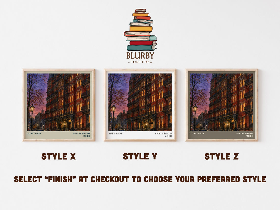 Just Kids literary print in frame leaning in hallway – memoir wall art (mockup)