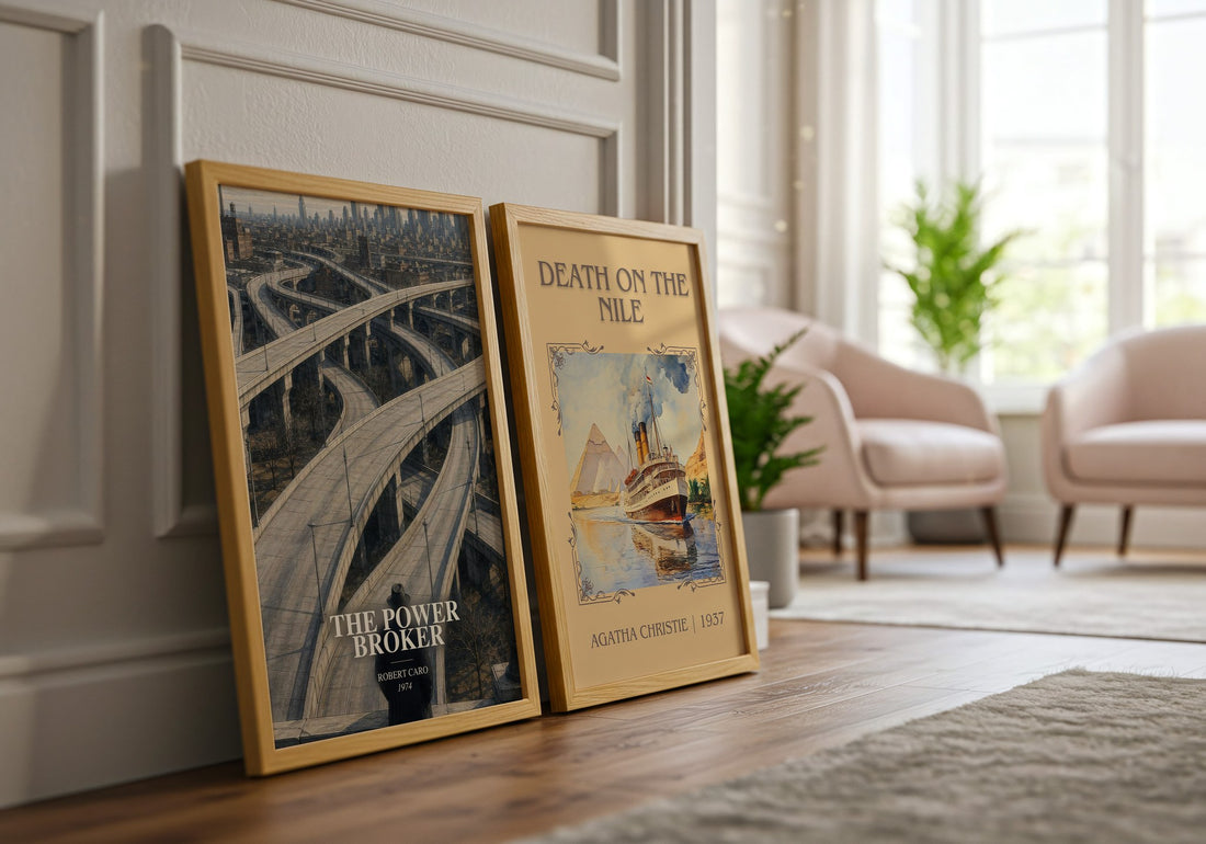 The Power Broker watercolour print framed by window – literary home decor