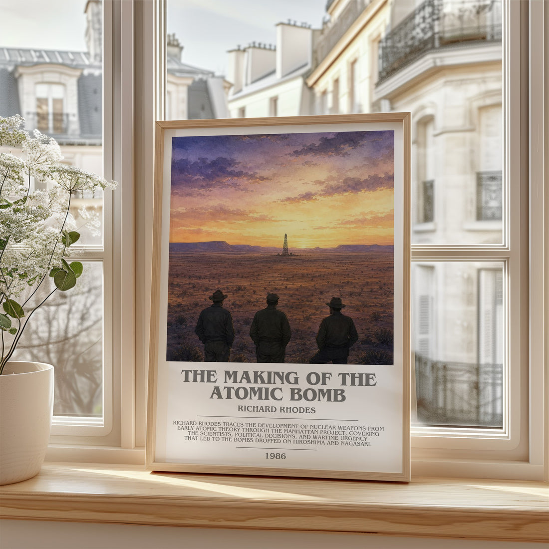 The Making of the Atomic Bomb Bookish Wall Art by Richard Rhodes – framed print by a bright window