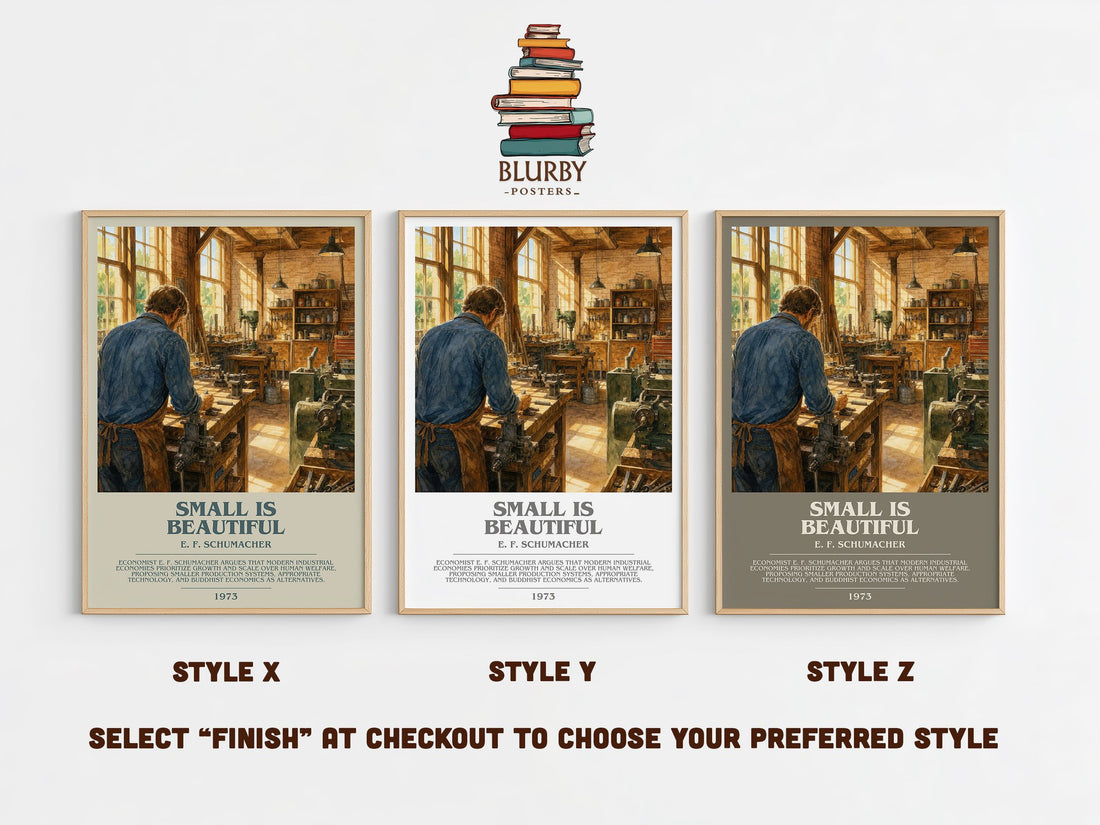 Small Is Beautiful Bookish Wall Art by E. F. Schumacher – Style X, Y and Z side by side – choose your finish