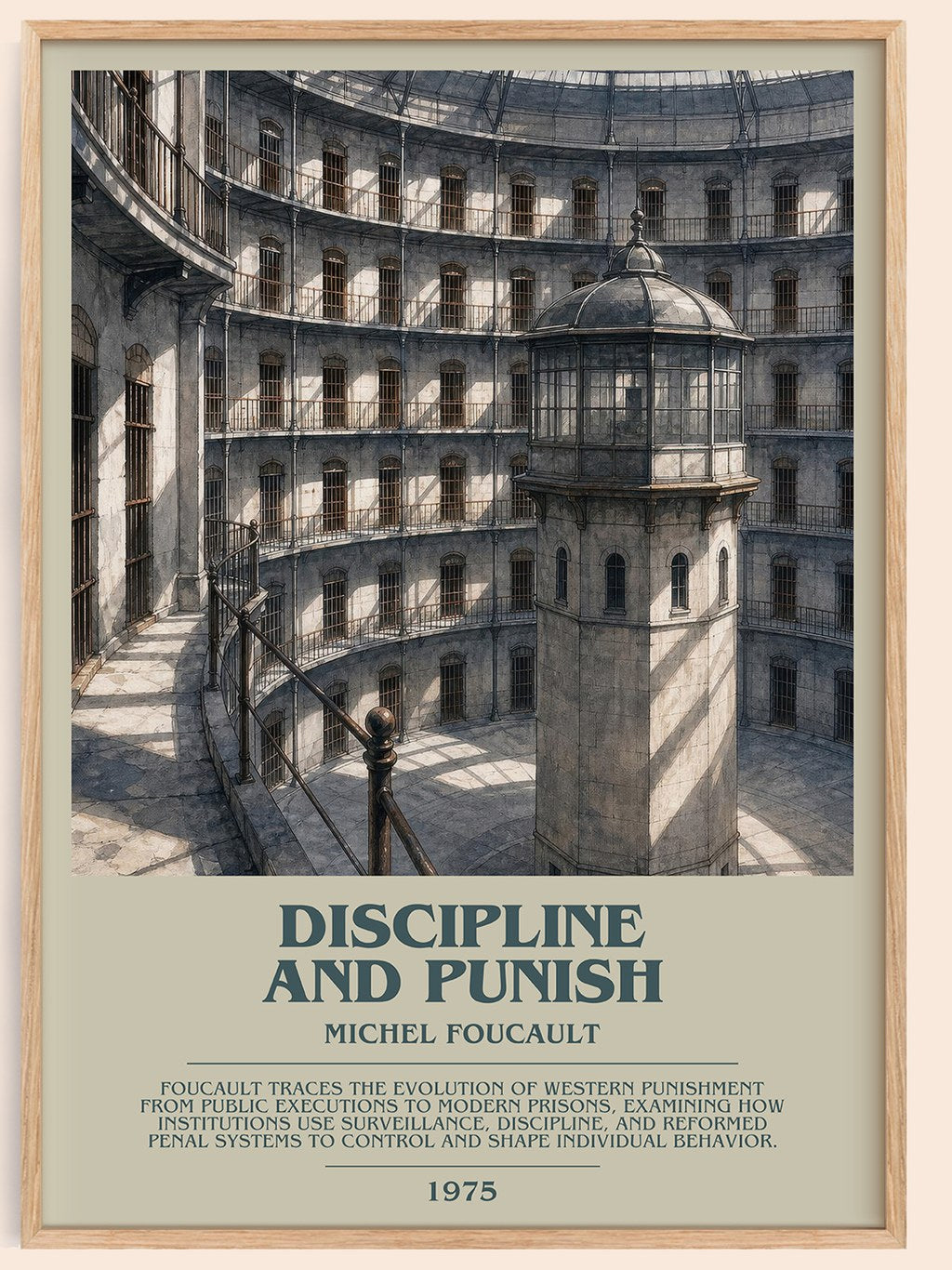 Discipline and Punish Bookish Wall Art by Michel Foucault – framed poster