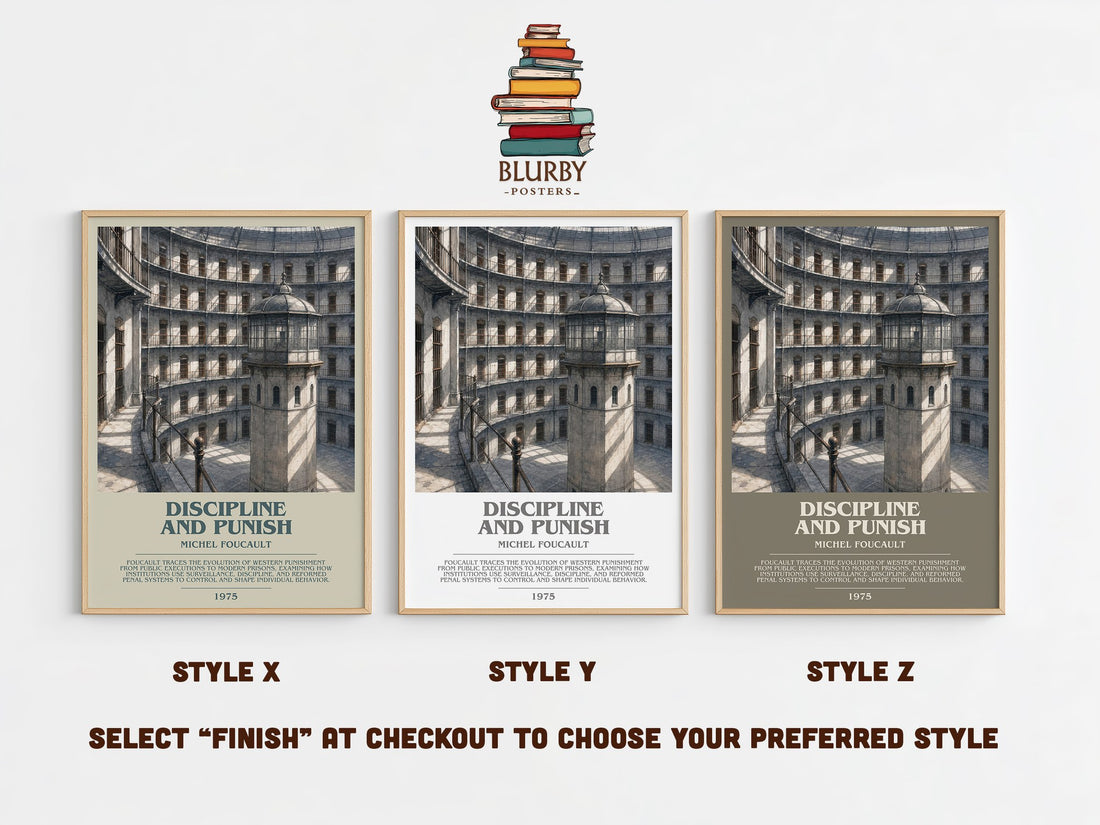 Discipline and Punish Bookish Wall Art by Michel Foucault – Style X, Y and Z side by side – choose your finish