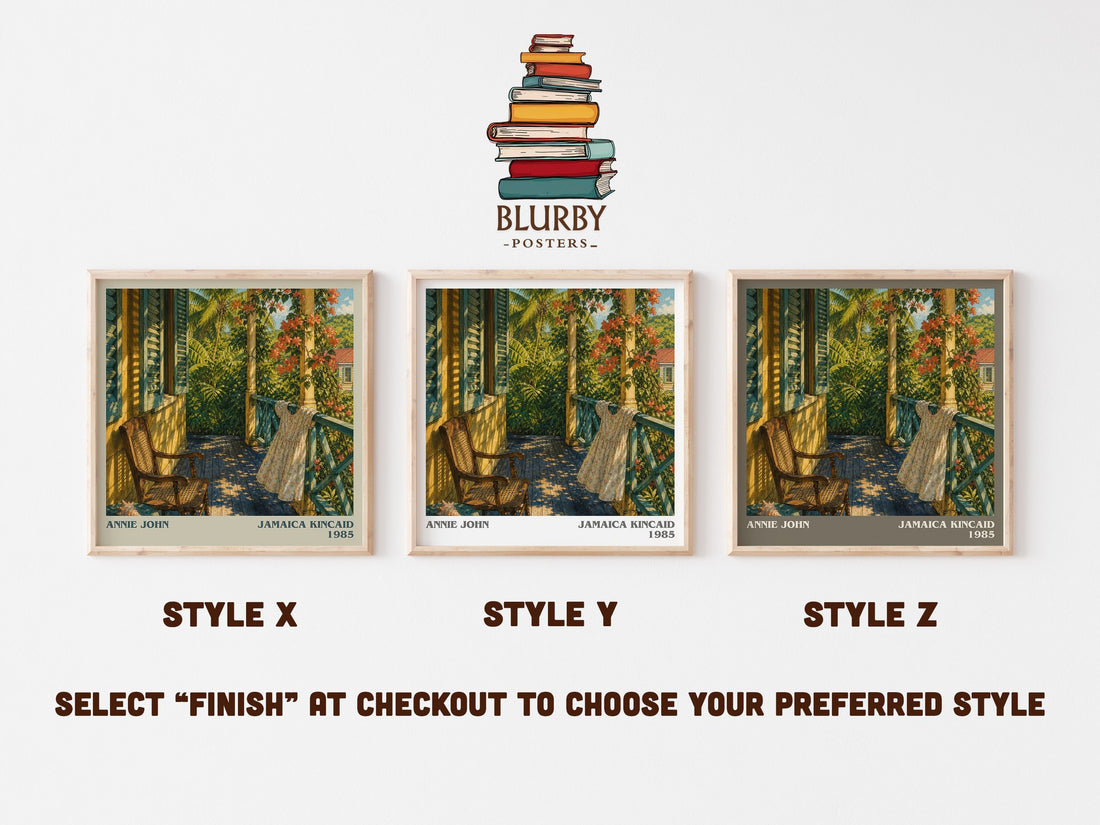 Annie John literary print in frame leaning in hallway – coming of age wall art (mockup)