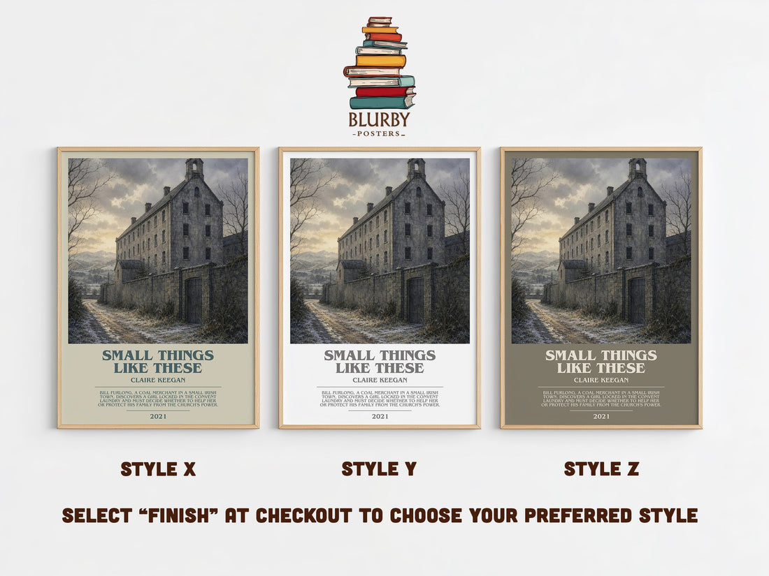 Small Things Like These Bookish Wall Art by Claire Keegan – Style X, Y and Z side by side – choose your finish