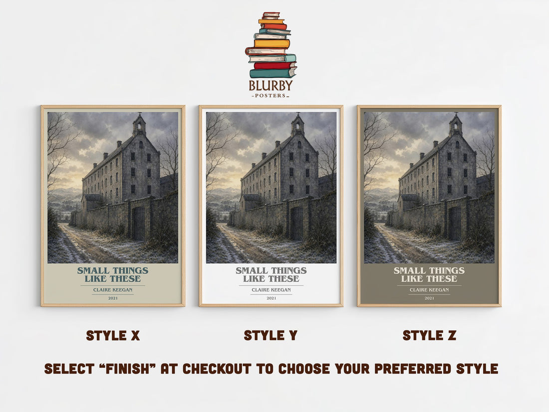 Small Things Like These book cover print in frame leaning in hallway – literary fiction wall art (mockup)