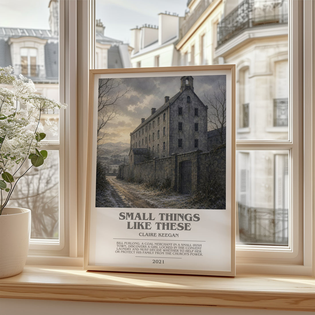 Small Things Like These Bookish Wall Art by Claire Keegan – framed print by a bright window