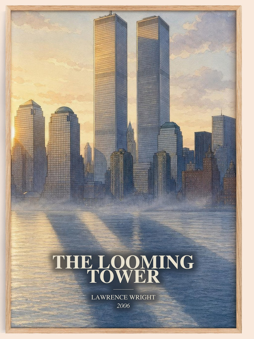 The Looming Tower watercolour book poster by Lawrence Wright – framed literary art print