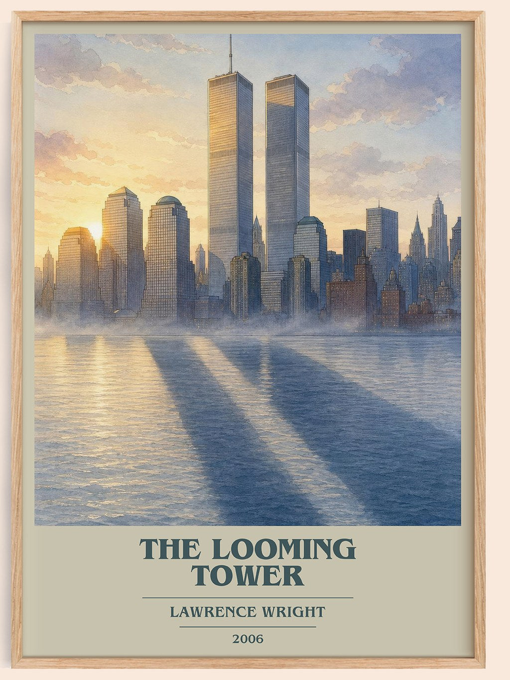The Looming Tower book cover book poster by Lawrence Wright – framed literary art print