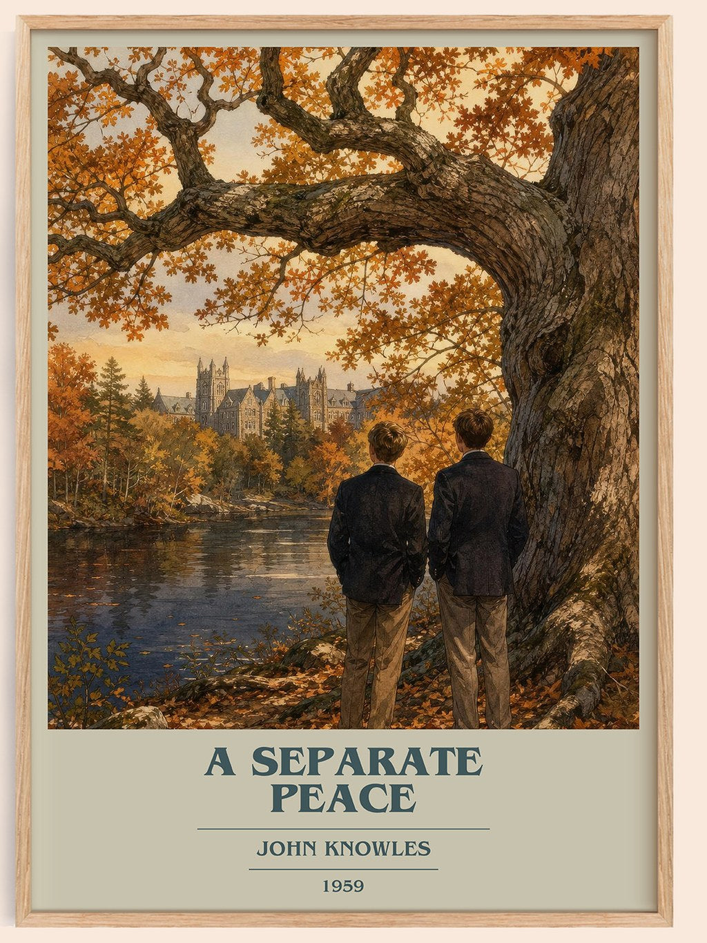 A Separate Peace book cover book poster by John Knowles – framed literary art print