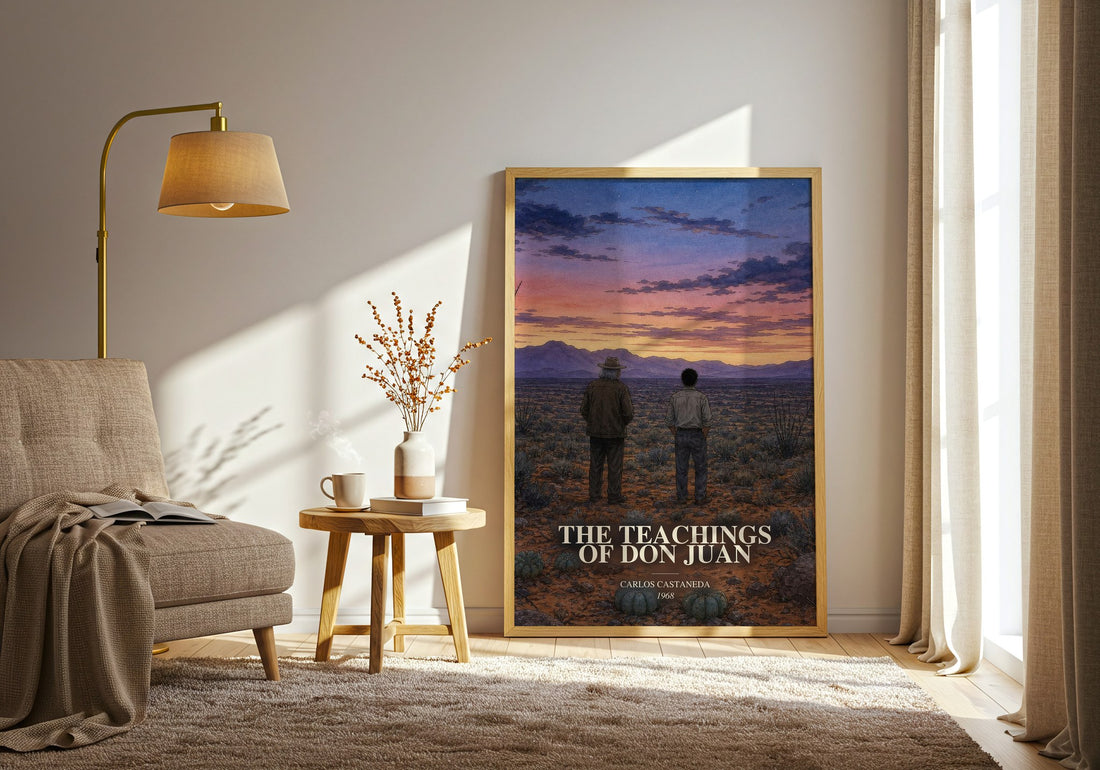The Teachings Of Don Juan watercolour print in frame leaning in hallway – non fiction wall art