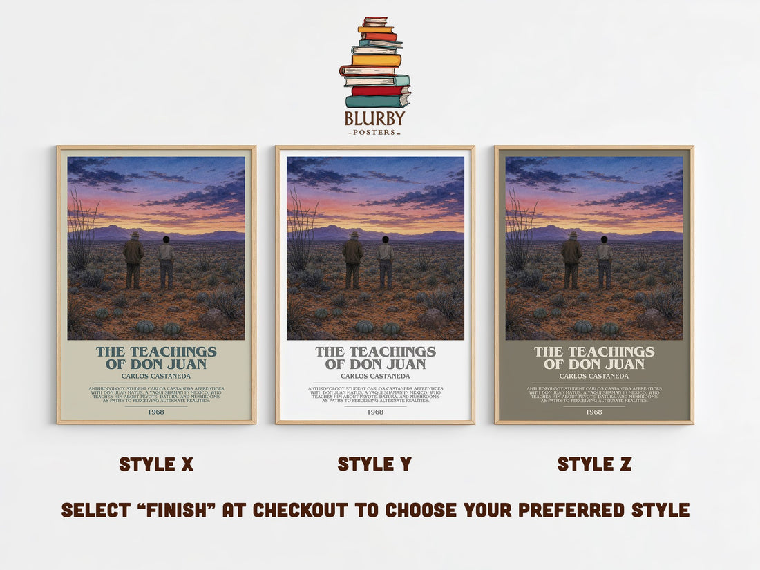 The Teachings Of Don Juan Bookish Wall Art by Carlos Castaneda – Style X, Y and Z side by side – choose your finish
