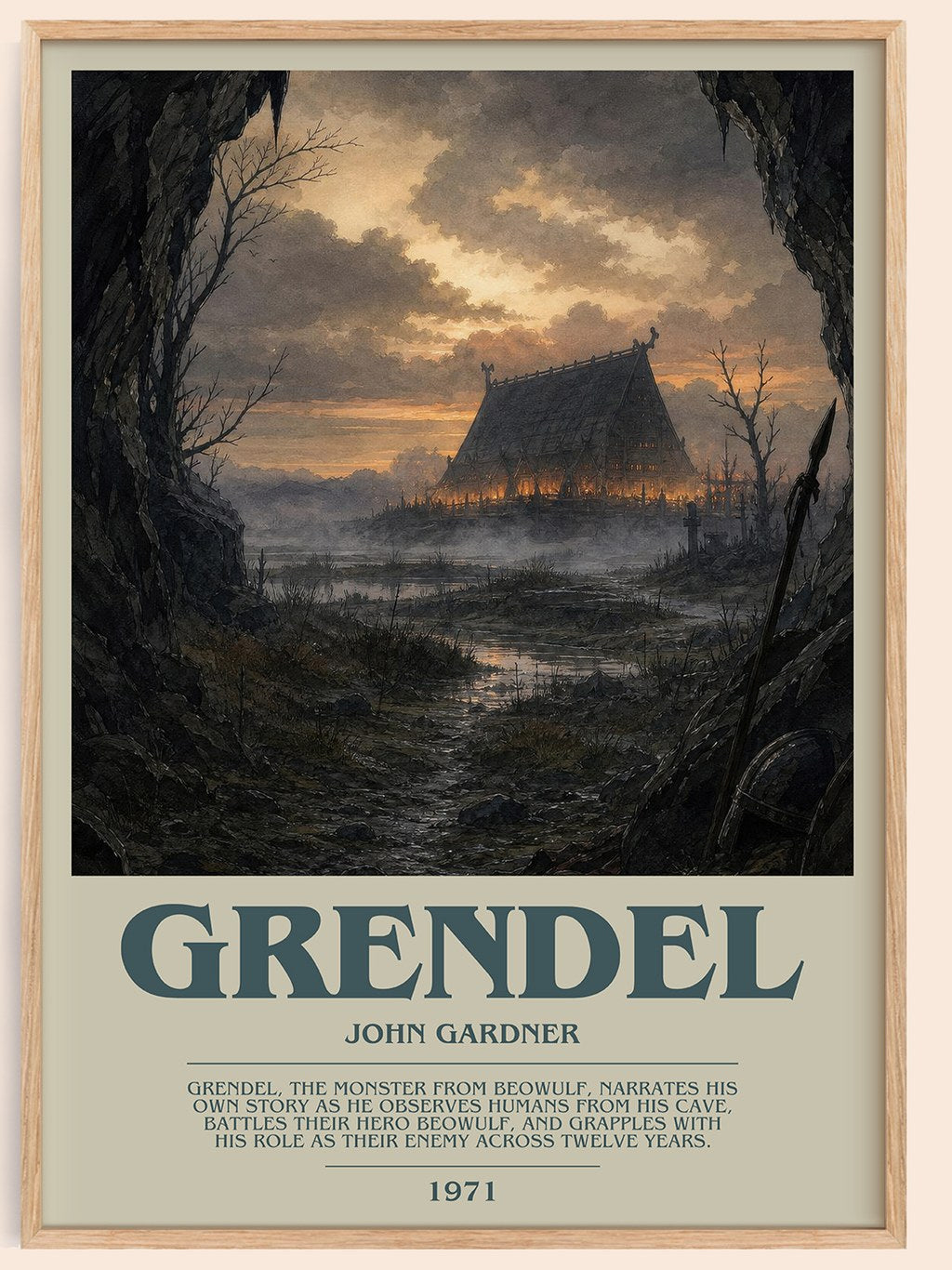 Grendel Bookish Wall Art by John Gardner – framed poster