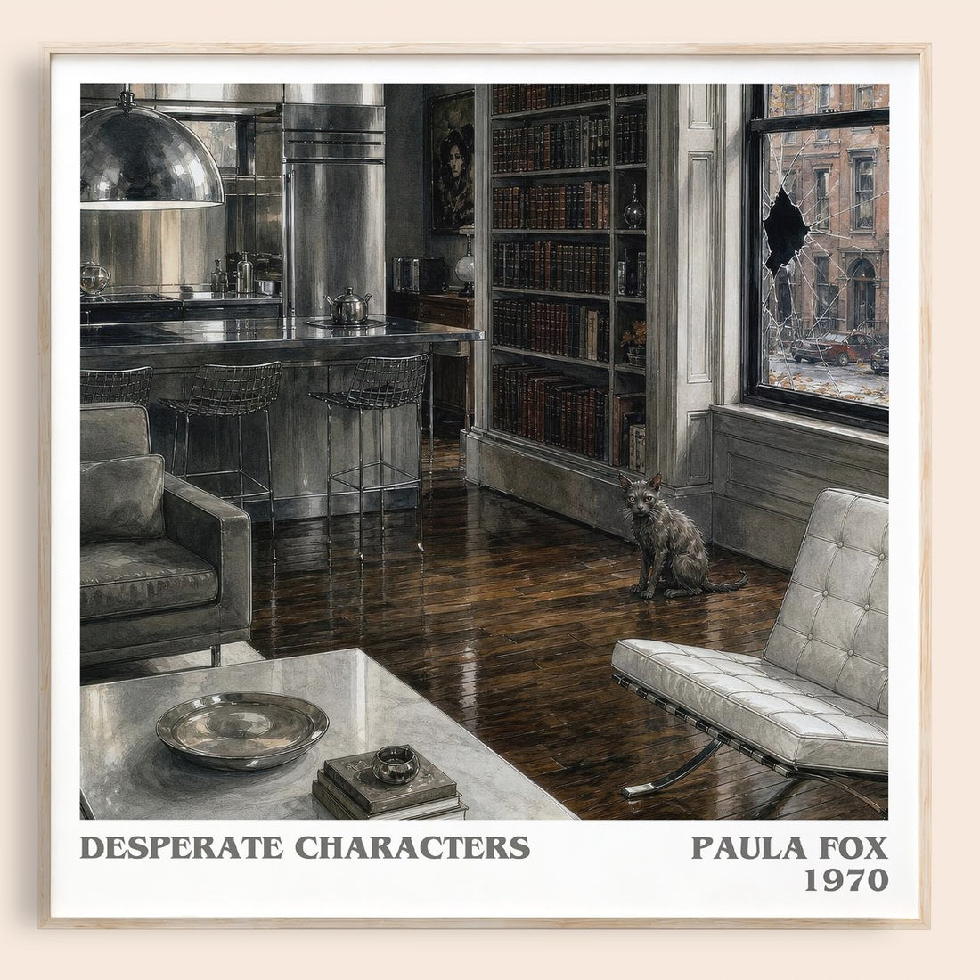 Desperate Characters literary book poster by Paula Fox – framed literary art print