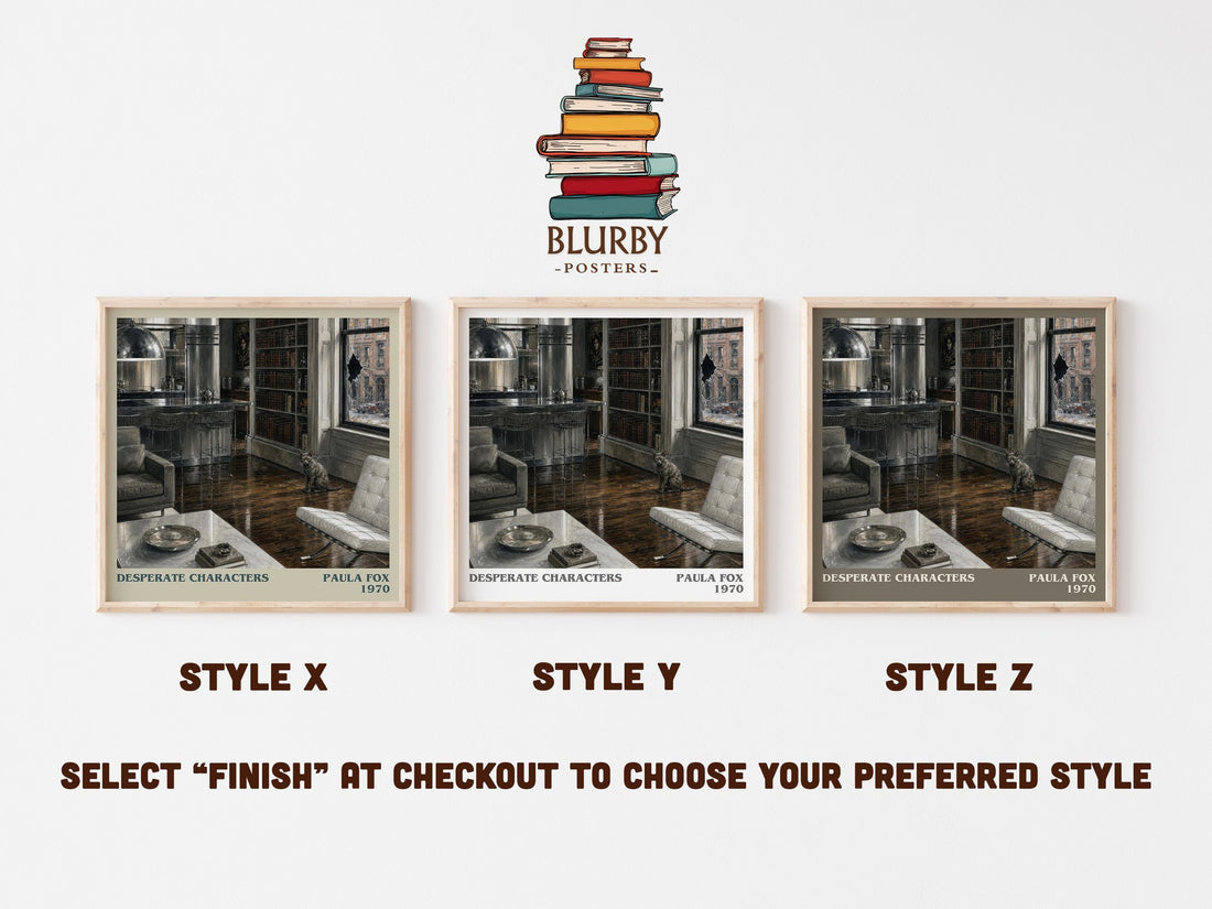 Desperate Characters literary print in frame leaning in hallway – literary fiction wall art (mockup)
