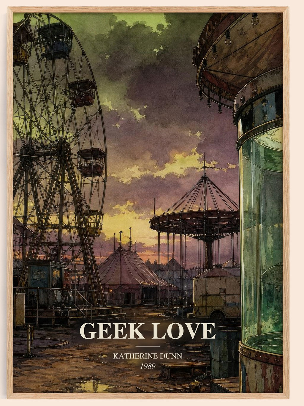Geek Love watercolour book poster by Katherine Dunn – framed literary art print