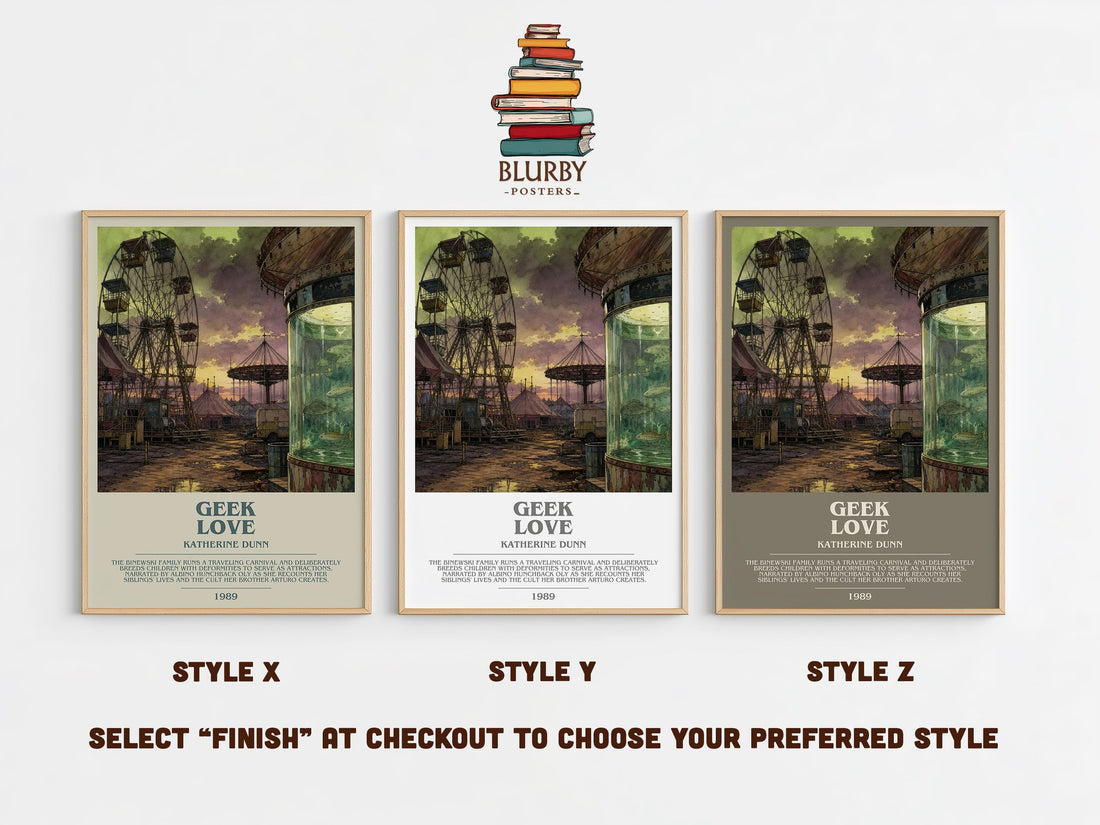 Geek Love Bookish Wall Art by Katherine Dunn – Style X, Y and Z side by side – choose your finish