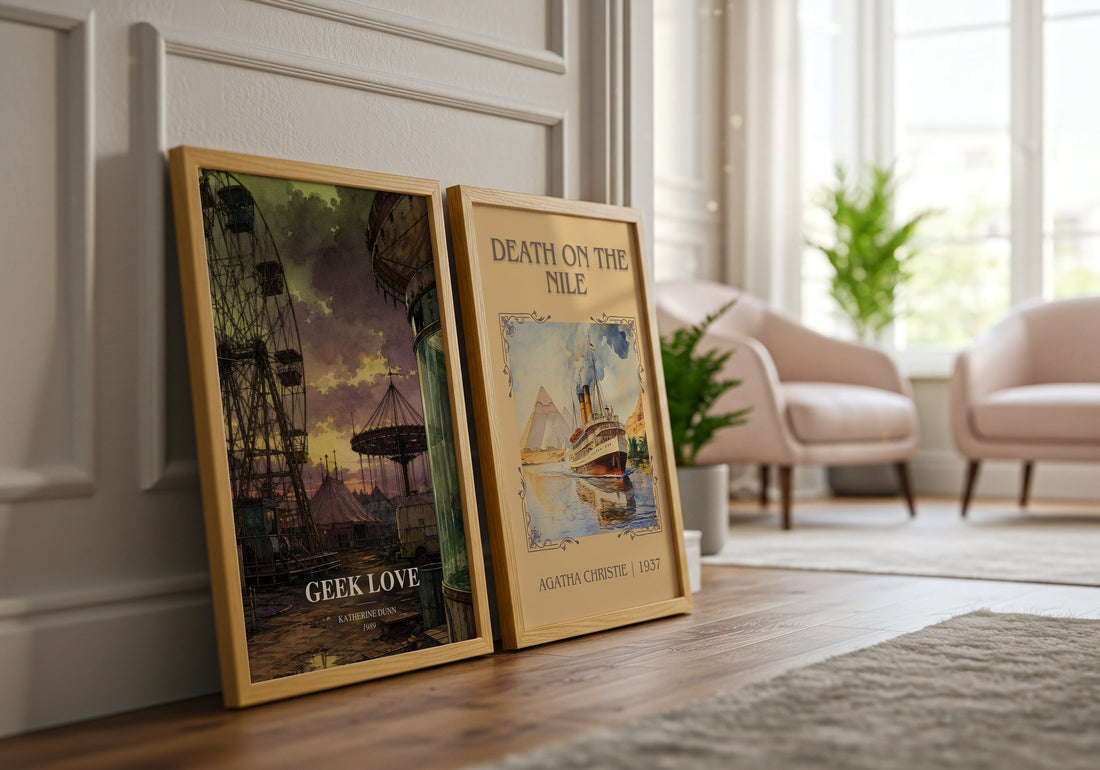 Geek Love watercolour print framed by window – literary home decor