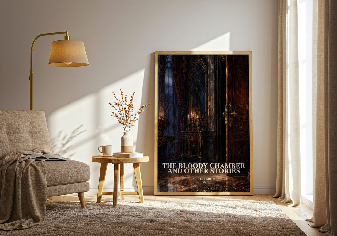 The Bloody Chamber And Other Stories watercolour print in frame leaning in hallway – literary fiction wall art
