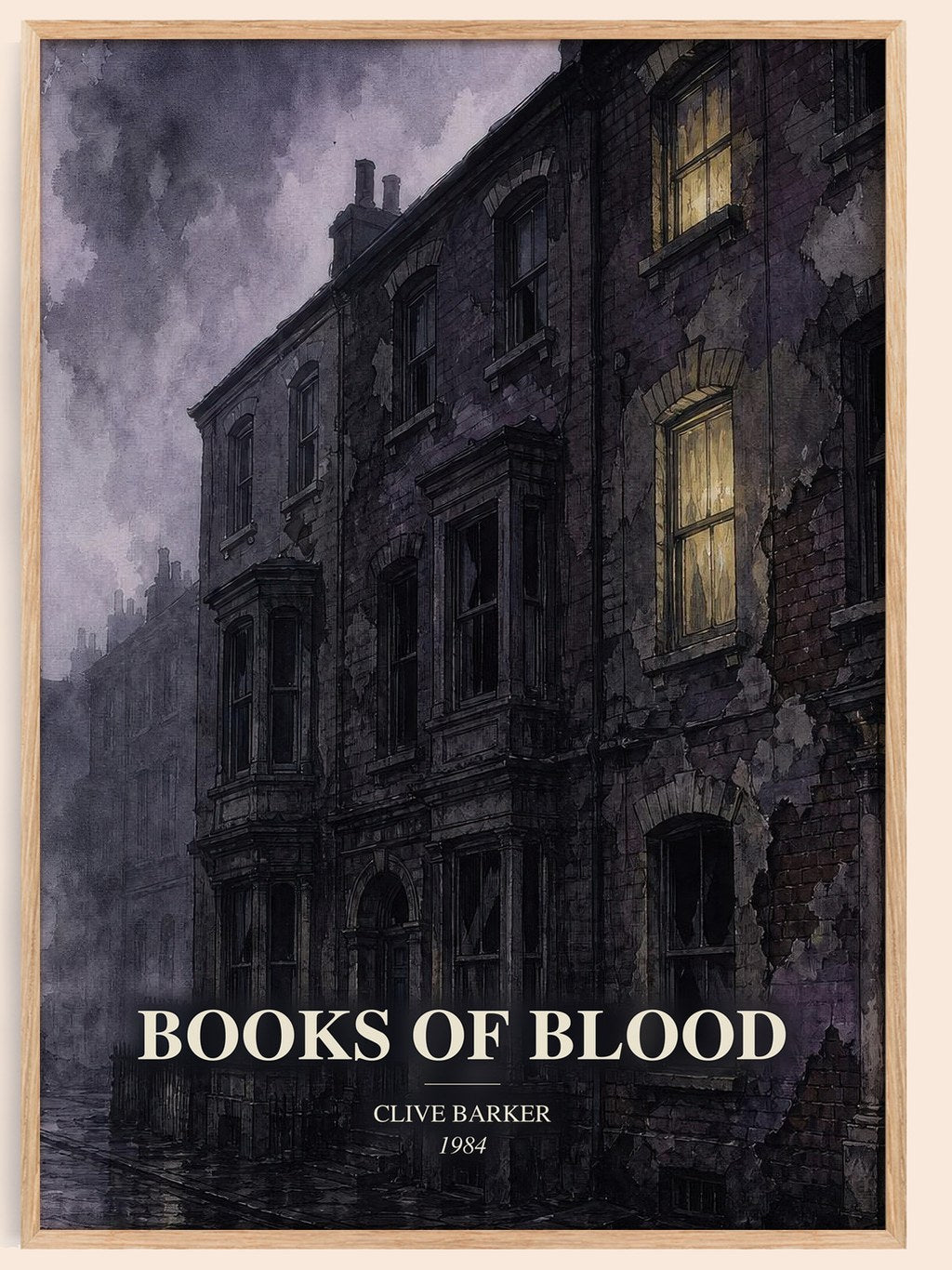 Books of Blood watercolour book poster by Clive Barker – framed literary art print
