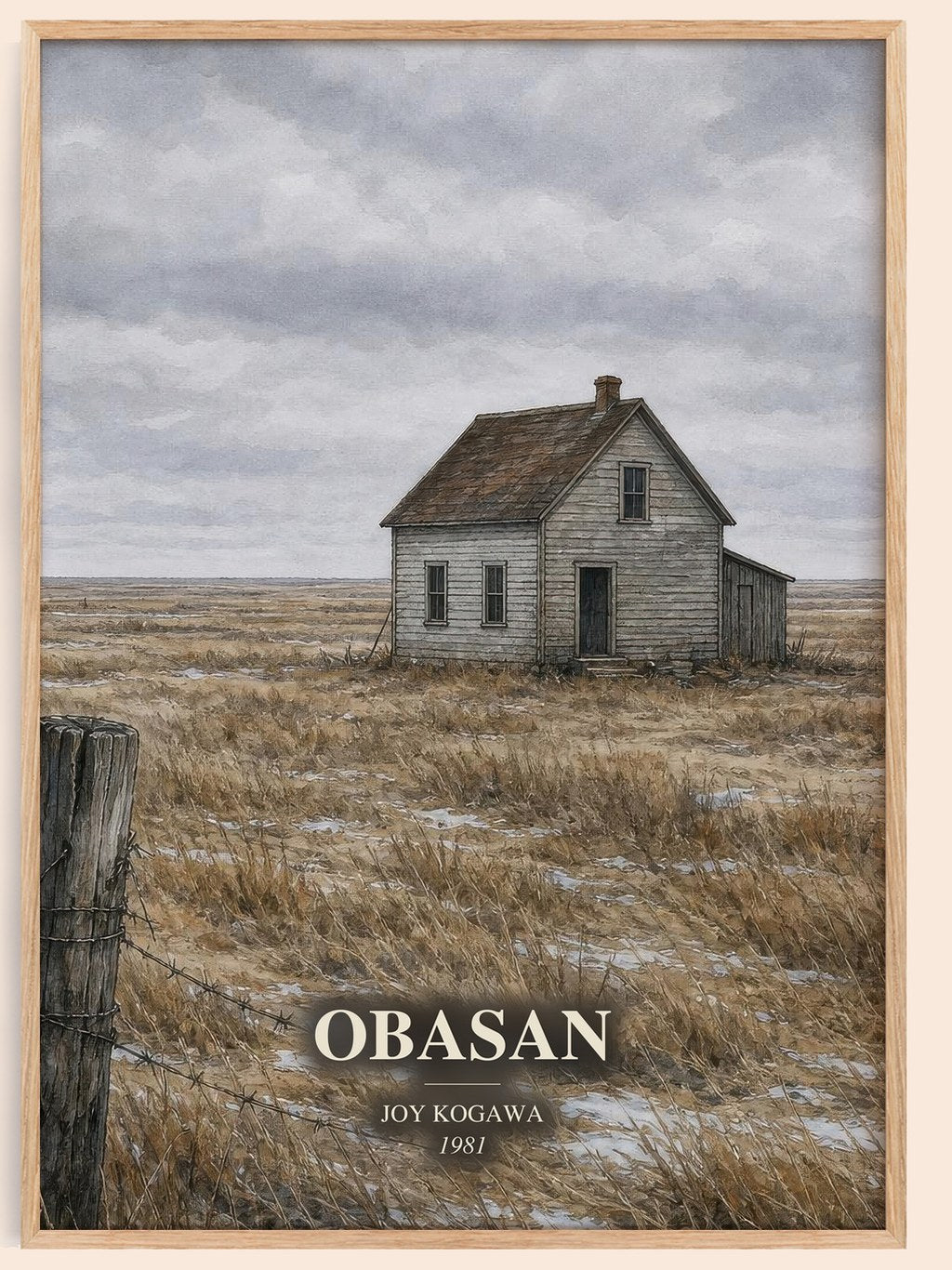 Obasan watercolour book poster by Joy Kogawa – framed literary art print