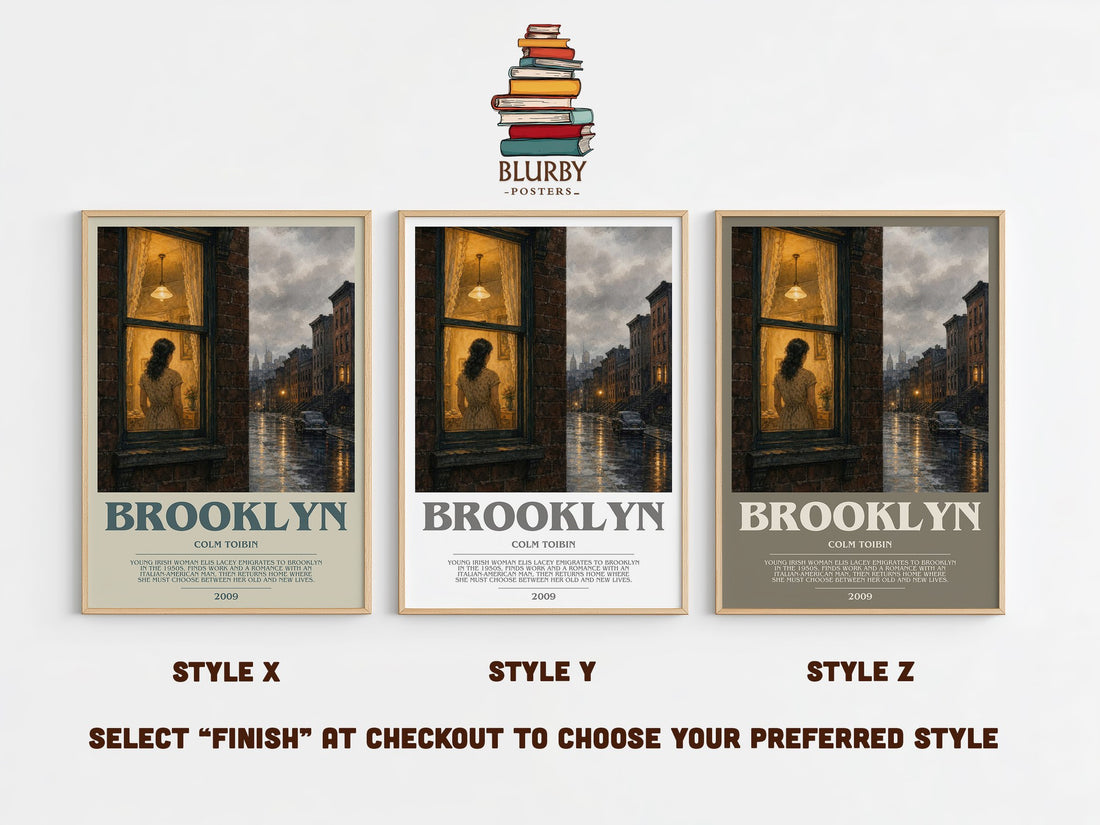 Brooklyn Bookish Wall Art by Colm Toibin – Style X, Y and Z side by side – choose your finish