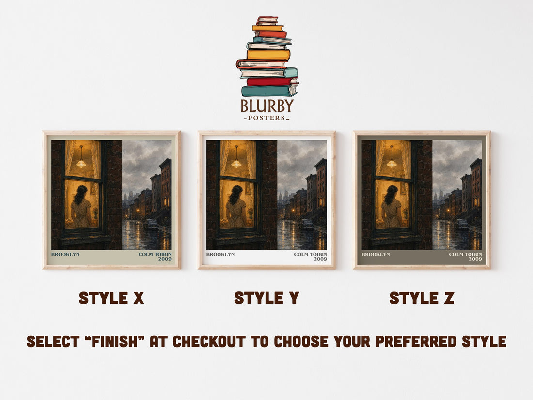 Brooklyn literary print in frame leaning in hallway – literary fiction wall art (mockup)