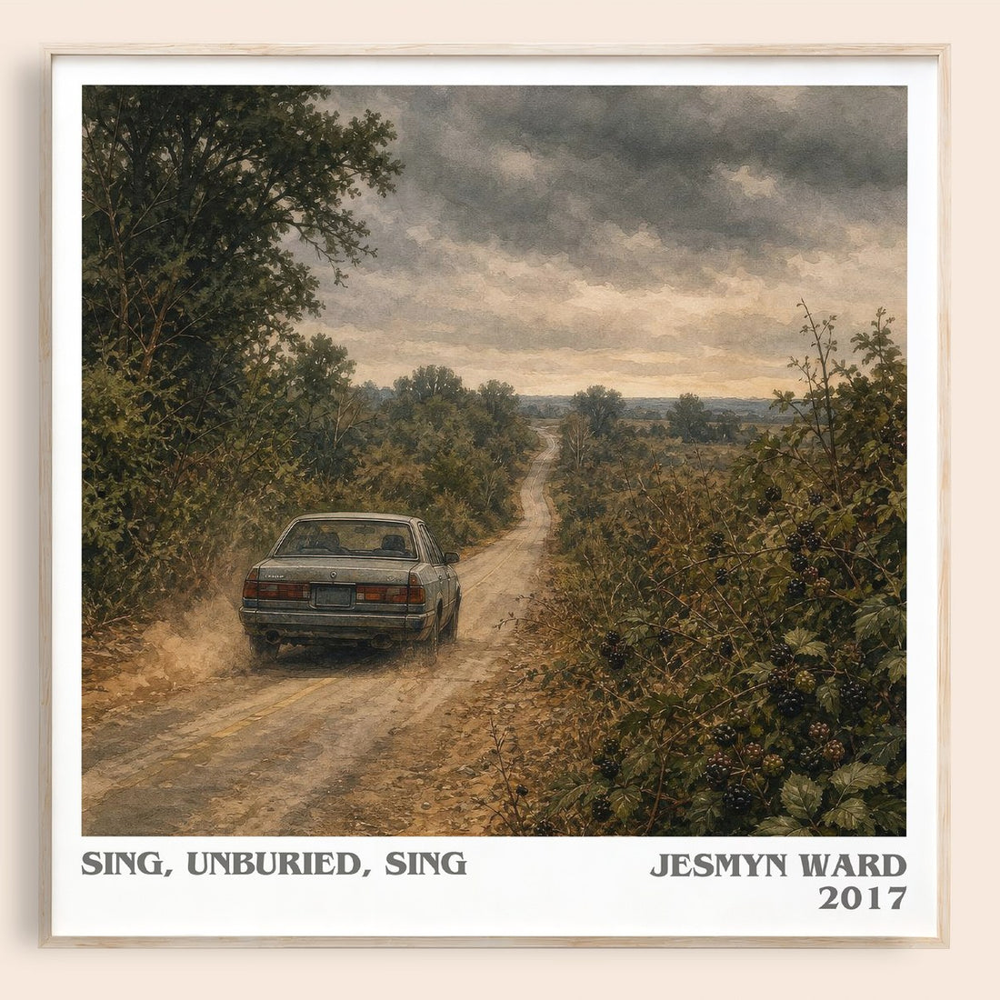 Sing, Unburied, Sing literary book poster by Jesmyn Ward – framed literary art print