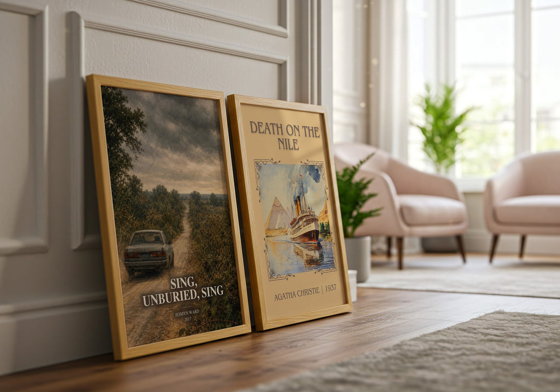 Sing, Unburied, Sing watercolour print framed by window – literary home decor