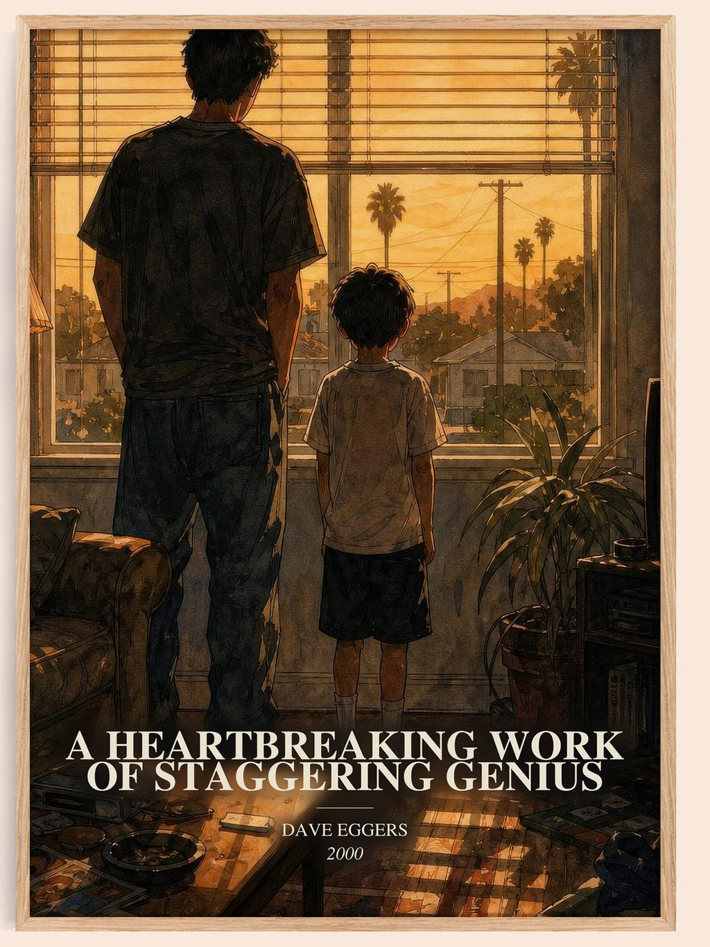 A Heartbreaking Work of Staggering Genius watercolour book poster by Dave Eggers – framed literary art print