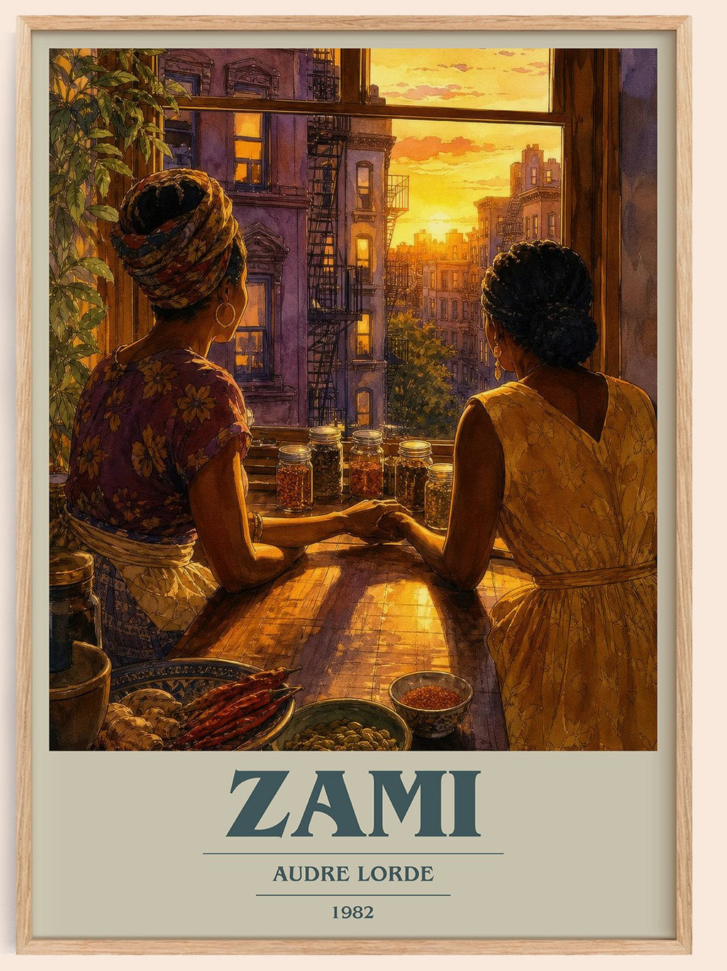 Zami book cover book poster by Audre Lorde – framed literary art print