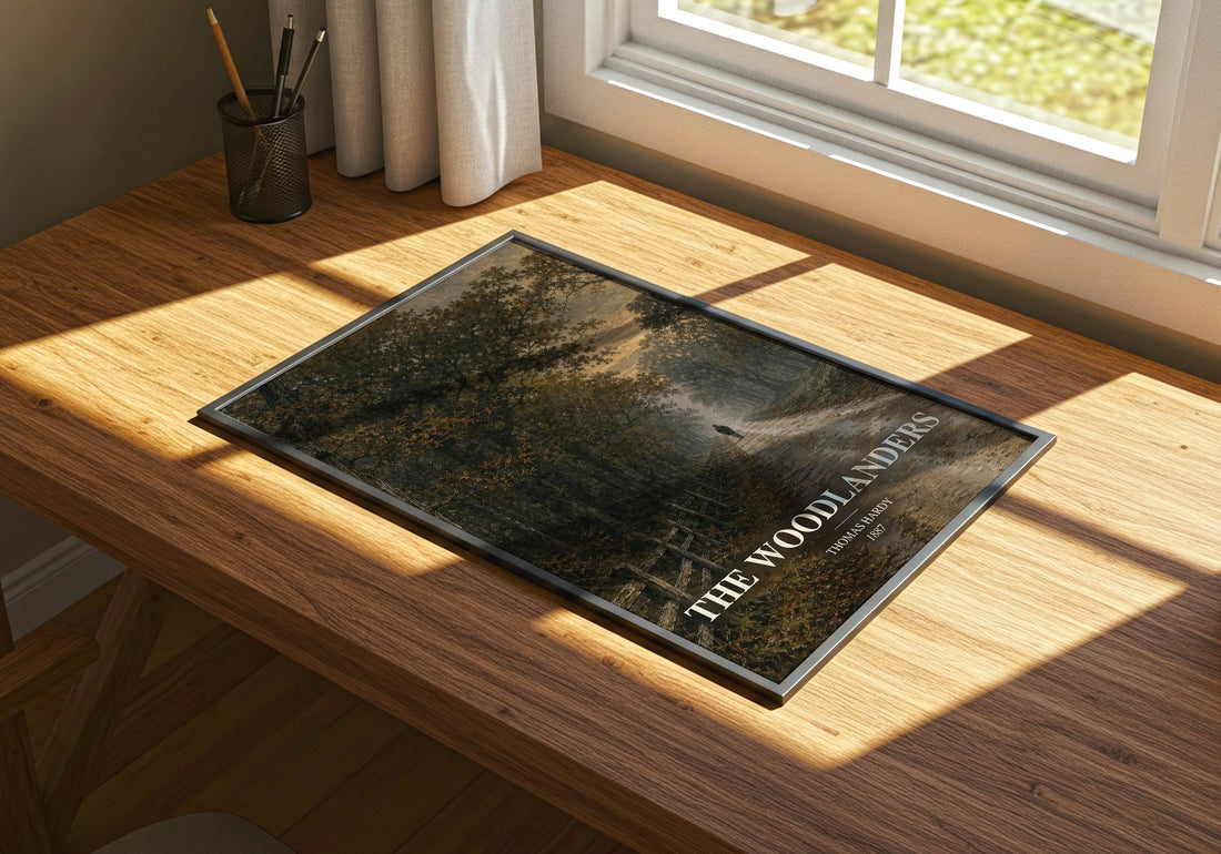 The Woodlanders watercolour book poster framed on wall – classic literature wall art