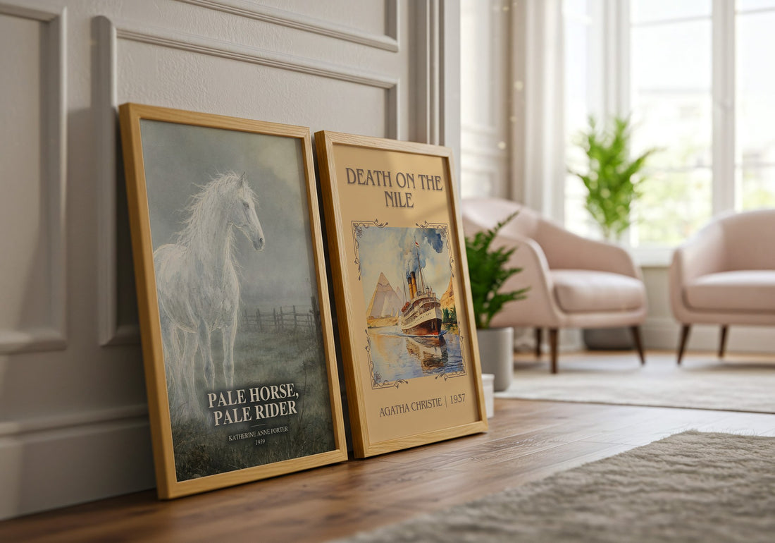 Pale Horse, Pale Rider watercolour print framed by window – literary home decor