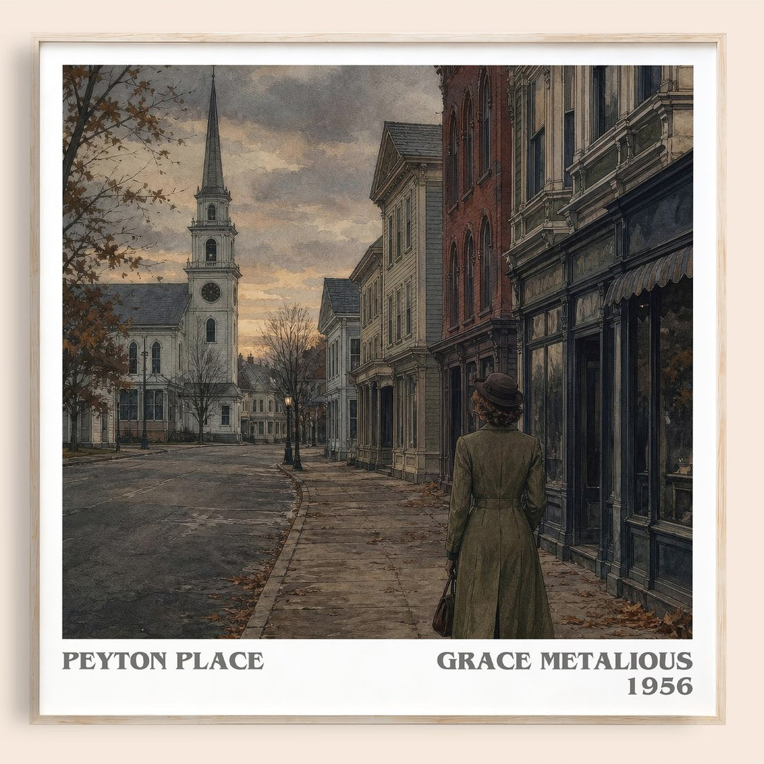 Peyton Place literary book poster by Grace Metalious – framed literary art print