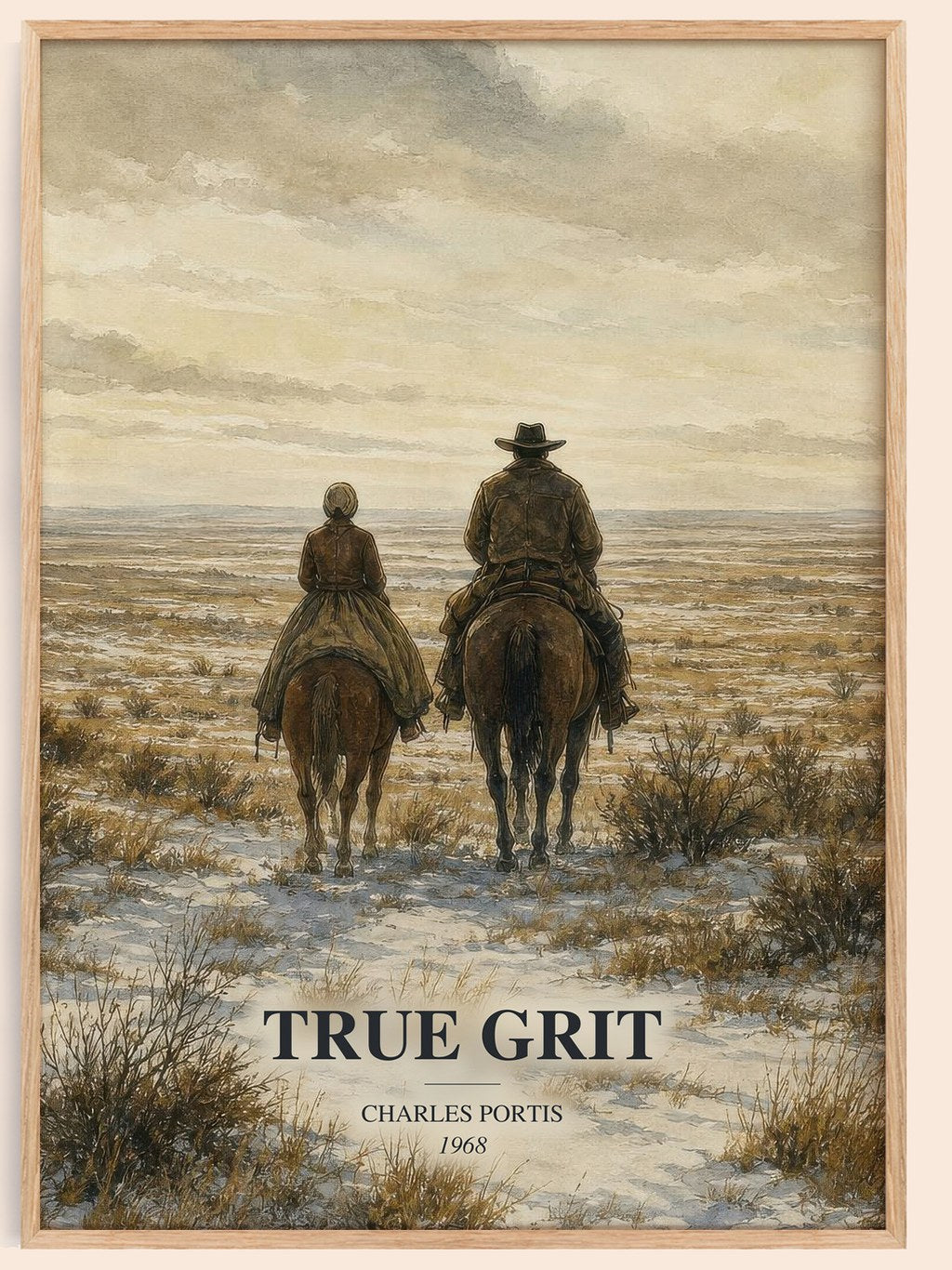 True Grit watercolour book poster by Charles Portis – framed literary art print