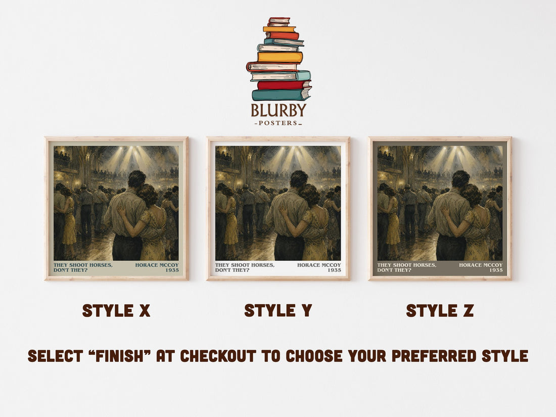 They Shoot Horses, Don't They? literary print in frame leaning in hallway – literary fiction wall art (mockup)