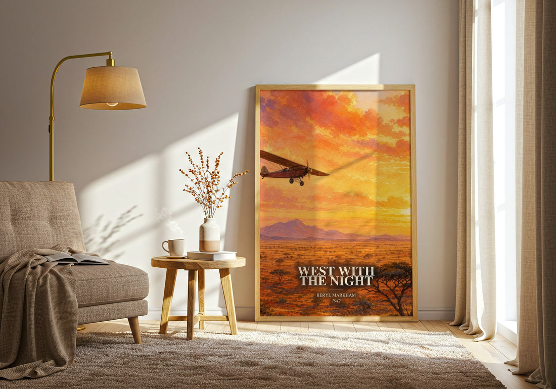 West With the Night watercolour print in frame leaning in hallway – memoir wall art
