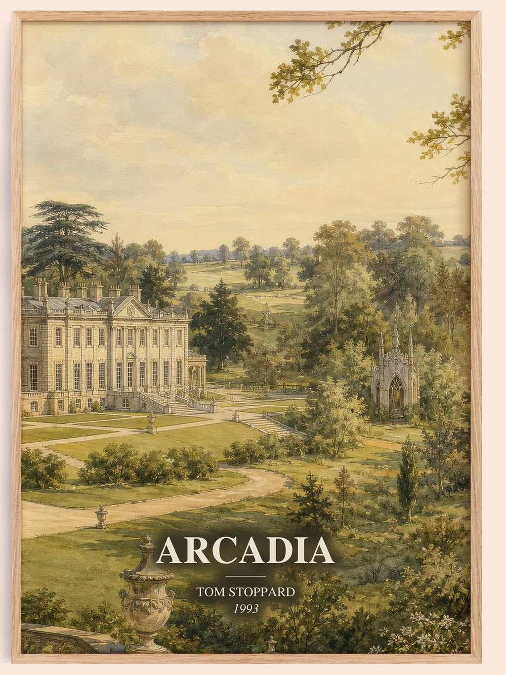 Arcadia watercolour book poster by Tom Stoppard – framed literary art print