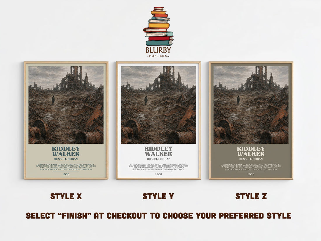 Riddley Walker Bookish Wall Art by Russell Hoban – Style X, Y and Z side by side – choose your finish