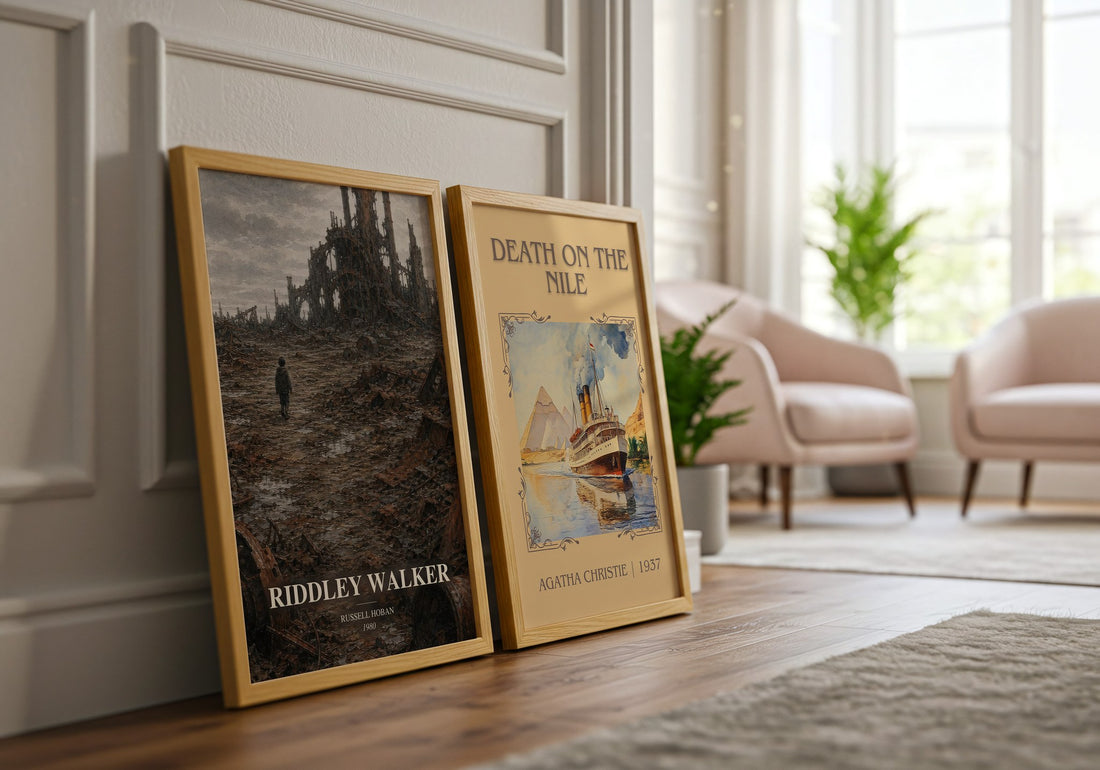 Riddley Walker watercolour print framed by window – literary home decor